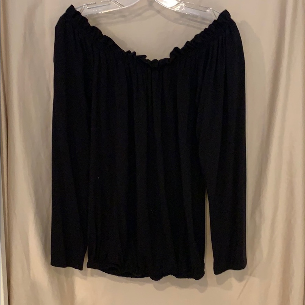 inc off the shoulder black top with synched waist
